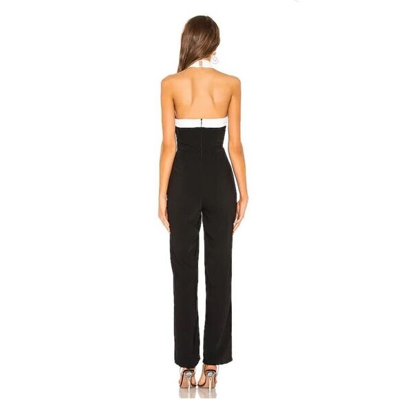 Superdown Laurien Cross Front Jumpsuit Black White Wide Leg NWT $88 Revolve Sz S - Picture 3 of 10